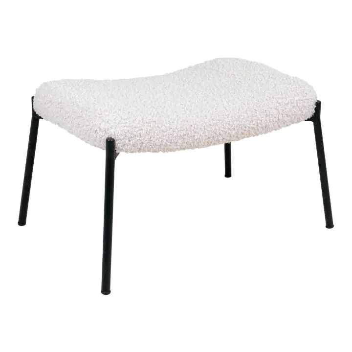 Glasgow Footrest - Footrest, artificial lambskin, bijela, crne noge HN1090