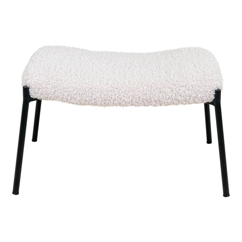 Glasgow Footrest - Footrest, artificial lambskin, bijela, crne noge HN1090