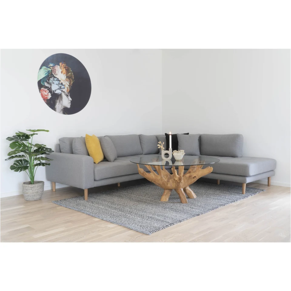 Amazonas Klupski stolić - Klupski stolić, staklo, prirodne noge ø110x50 cm
