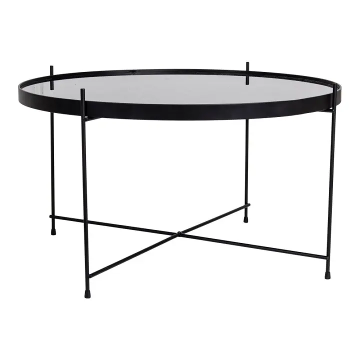 Venezia Klupski stolić - Klupski stolić, crna powder coated čelik s staklo ø70xh40cm