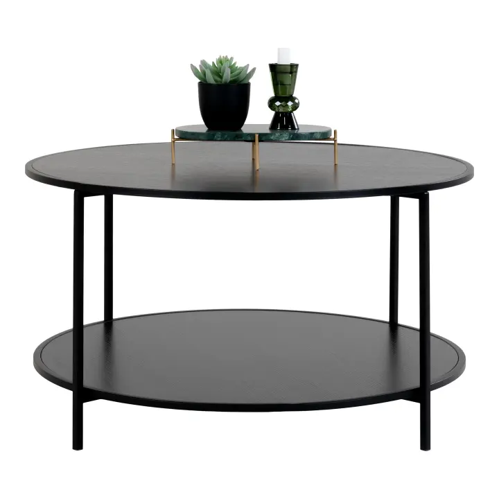 Vita Klupski stolić - Klupski stolić, crna, crni okvir ø80x45 cm