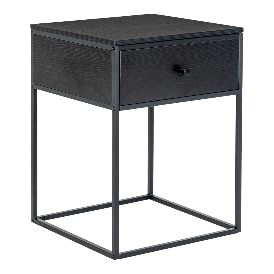 Vita Pomoćni stolić - Pomoćni stolić, 1 drawer, crna, crni okvir 40x40x55 cm