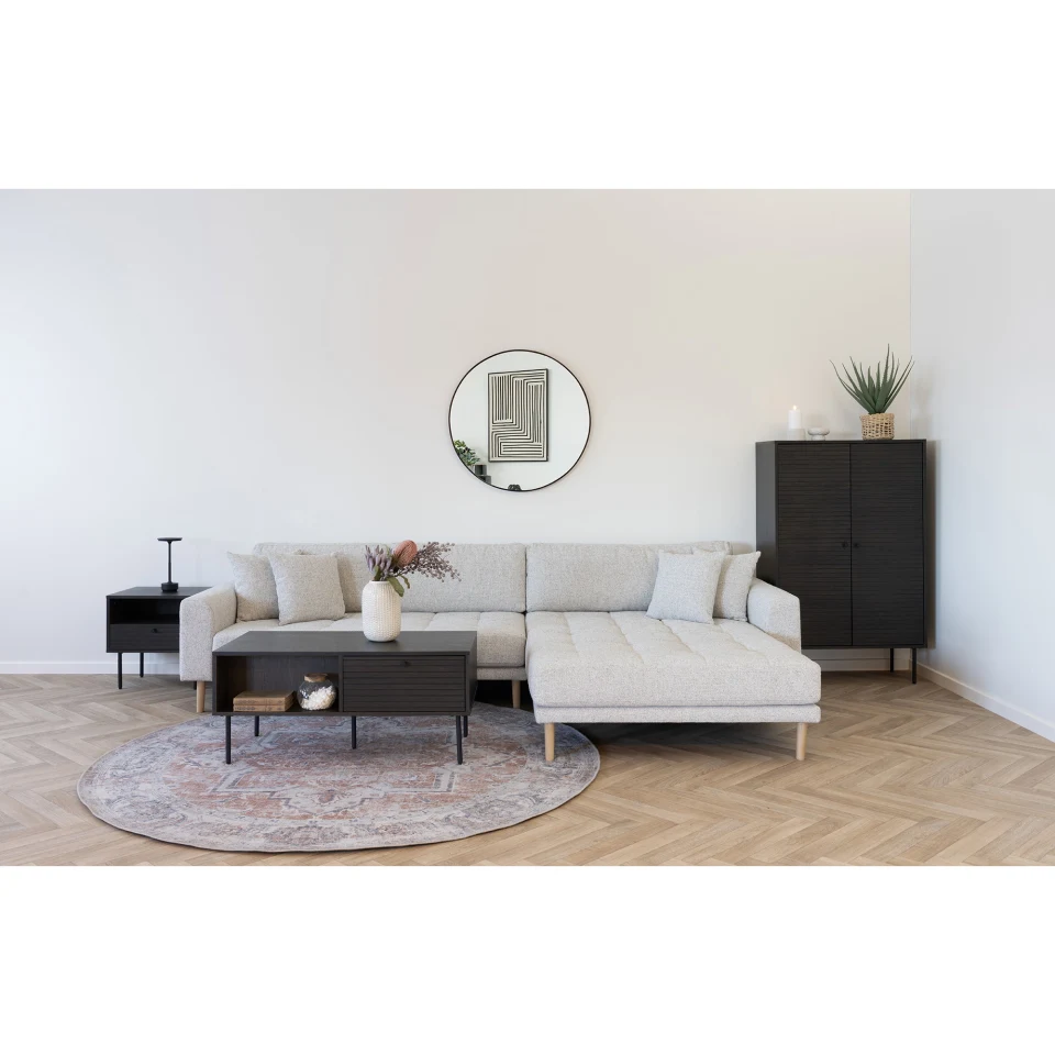 Kyoto Klupski stolić - Klupski stolić, 2 ladice, hrastov furnir, dimljena, crna metal legs 50x100x45 cm