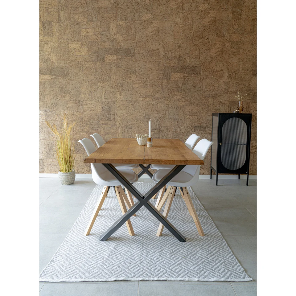 Toulon Blagovaonski stol - Blagovaonski stol s wavy edge, hrast, prirodna, prepared za extension tanjuri 95x200x75 cm