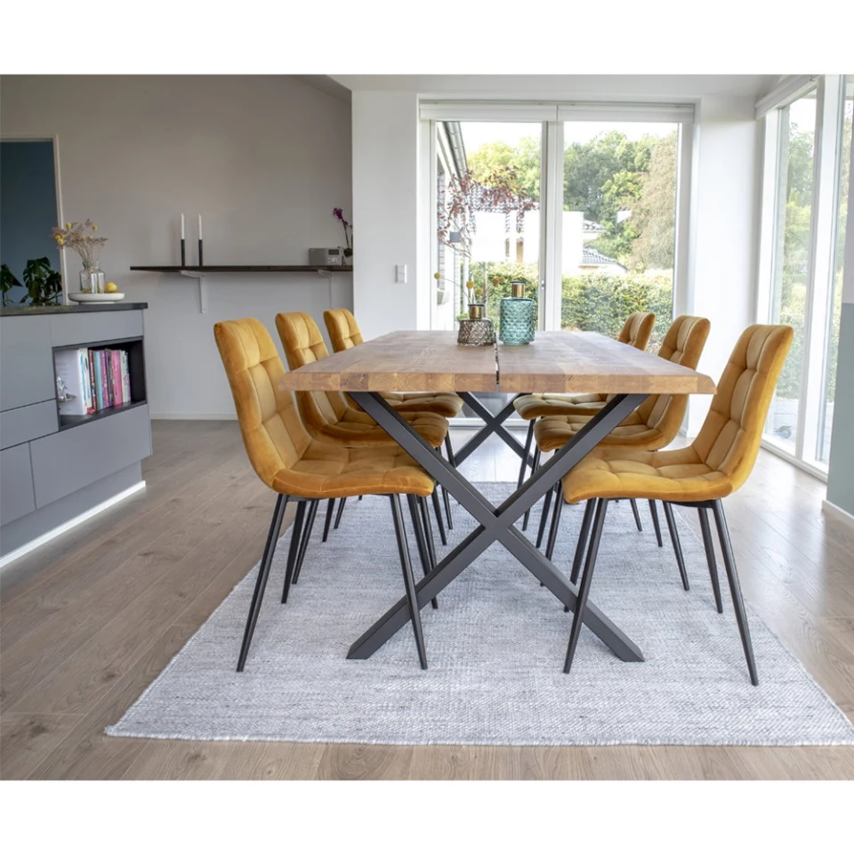 Toulon Blagovaonski stol - Blagovaonski stol s wavy edge, hrast, prirodna, prepared za extension tanjuri 95x200x75 cm