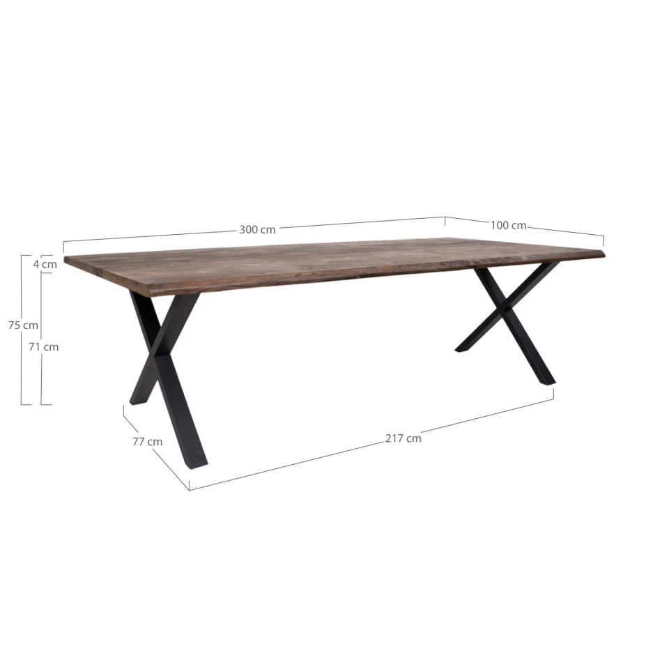 Toulon Blagovaonski stol - Blagovaonski stol s wavy edge, hrast, dimljena, prepared za extension tanjuri 100x300x75 cm