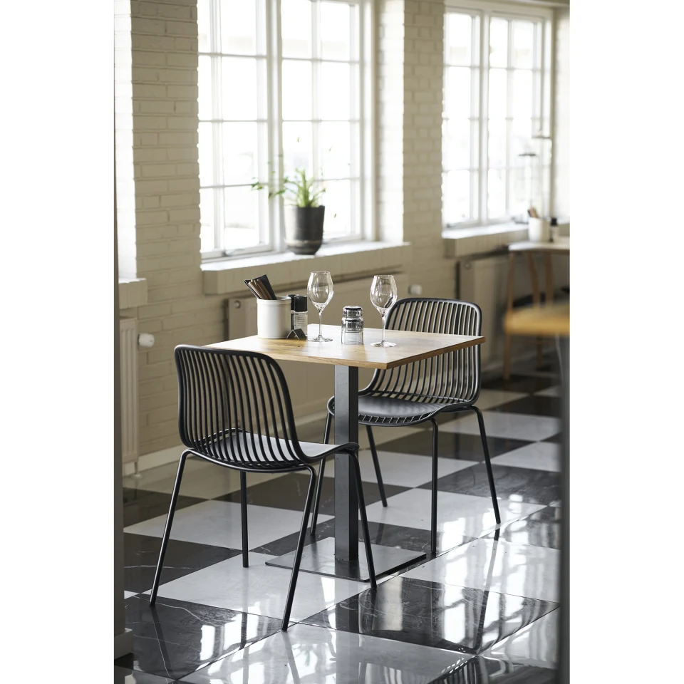Lignano Cafe Table - Cafe table, hrast, crna metal base 70x70x75 cm