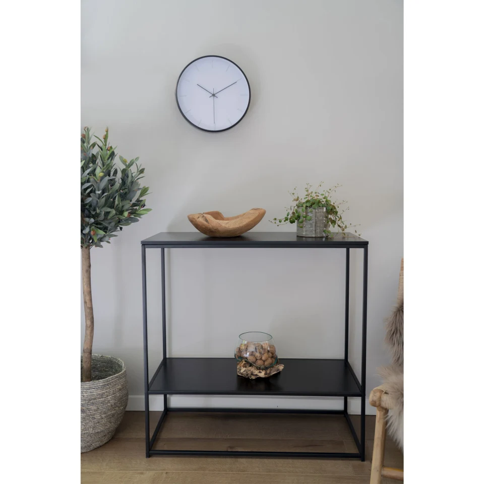 Vita Konzolni stol - Konzolni stol, 2 police, crna, crni okvir 80x36x80 cm