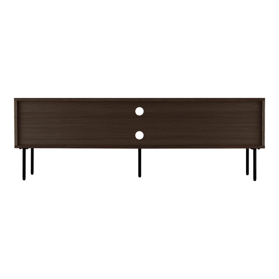 Kyoto TV komoda - TV komoda, 2 vrata, 2 police, hrastov furnir, dimljena, crna metal legs 150x40x50 cm