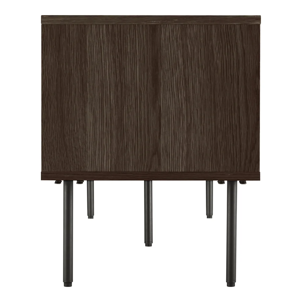 Kyoto TV komoda - TV komoda, 2 vrata, 2 police, hrastov furnir, dimljena, crna metal legs 150x40x50 cm