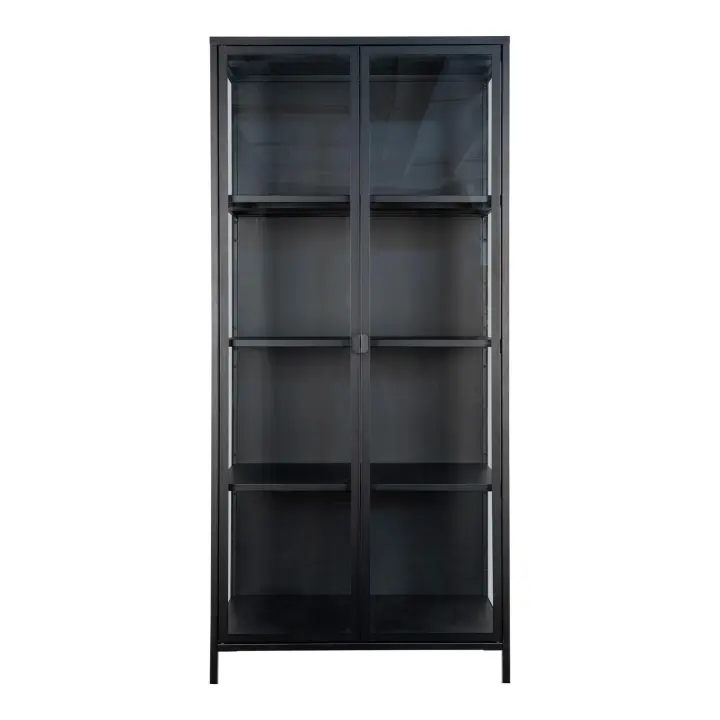 Brisbane Vitrina - Vitrina, 2 staklo doors, čelik, crna 80x35x175 cm