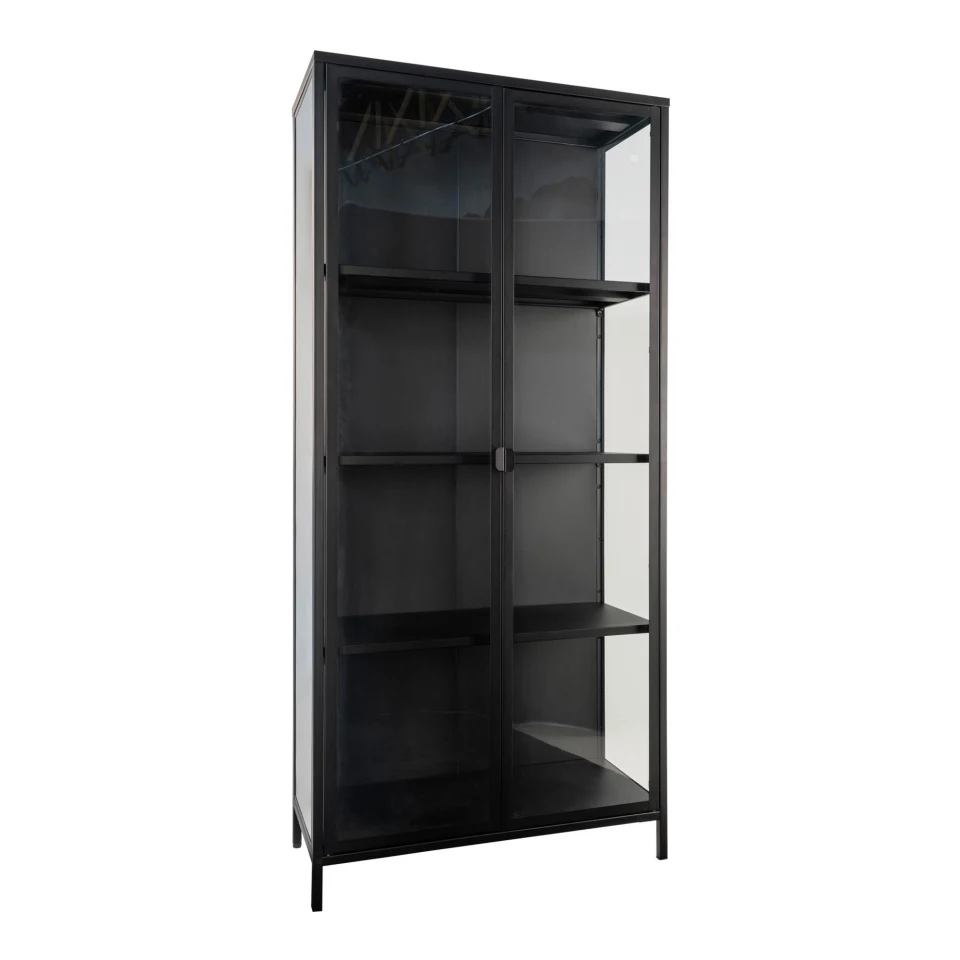 Brisbane Vitrina - Vitrina, 2 staklo doors, čelik, crna 80x35x175 cm