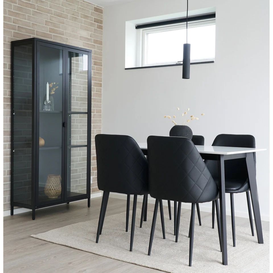 Brisbane Vitrina - Vitrina, 2 staklo doors, čelik, crna 80x35x175 cm