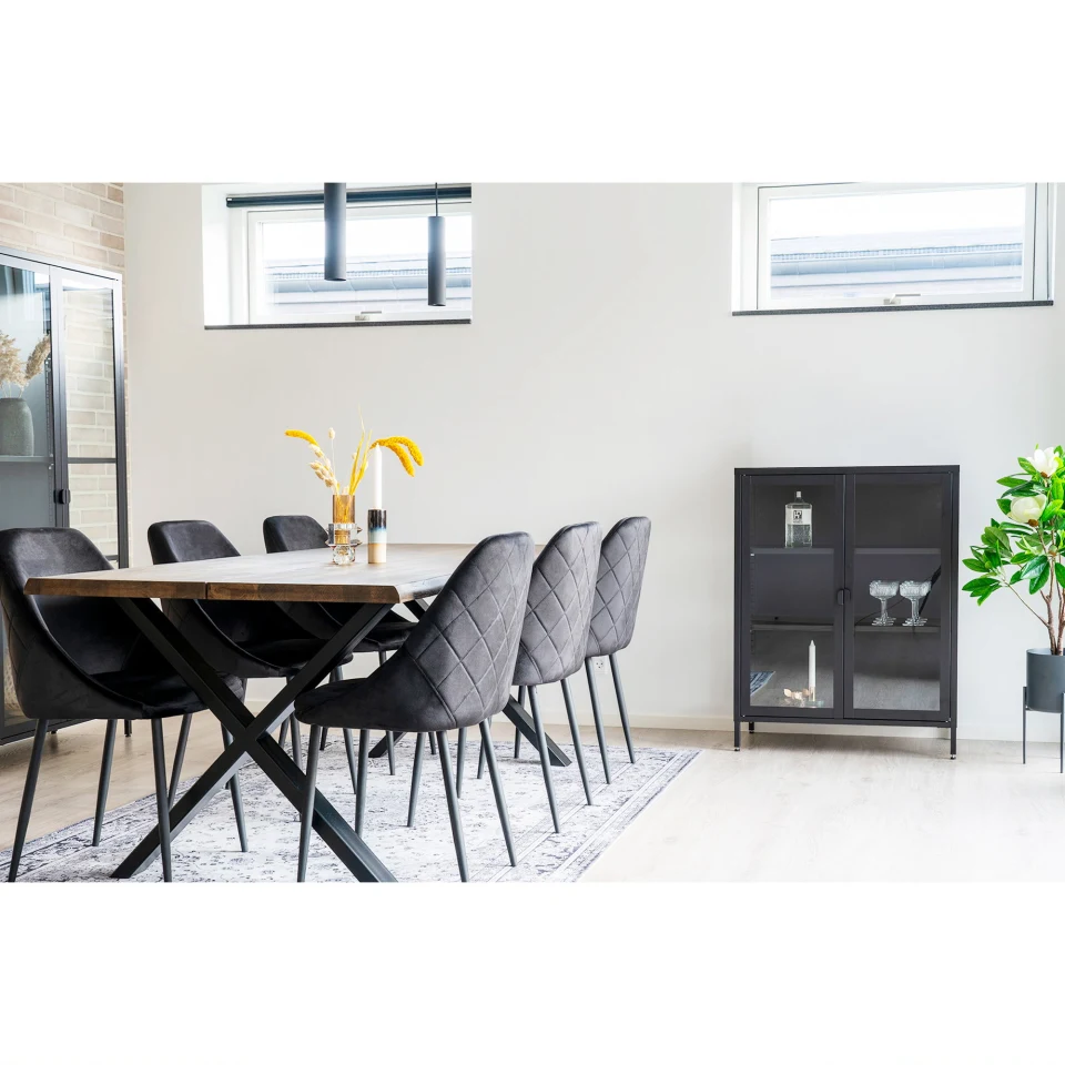 Brisbane Vitrina - Vitrina, 2 staklo doors, čelik, crna 80x40x101 cm
