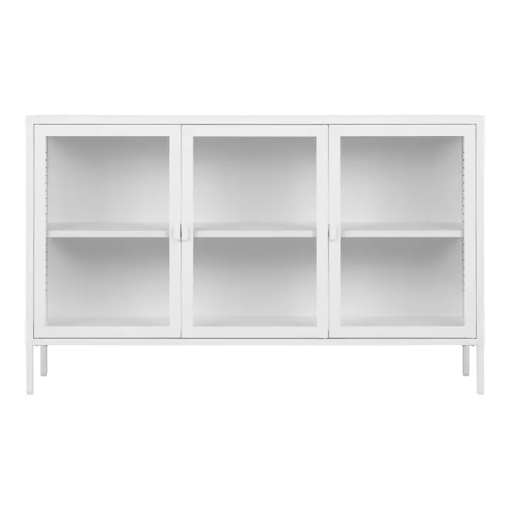 Brisbane Sideboard - Sideboard, 3 staklo doors, čelik, bijela 140x40x85 cm