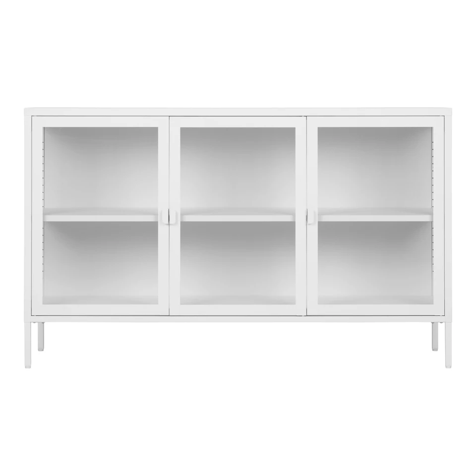 Brisbane Sideboard - Sideboard, 3 staklo doors, čelik, bijela 140x40x85 cm