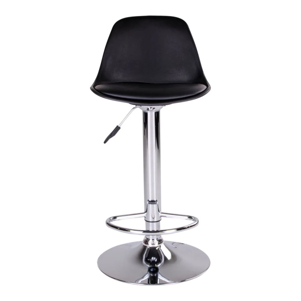Trondheim Barska stolica - Barska stolica, PU koža, crna, chrome legs