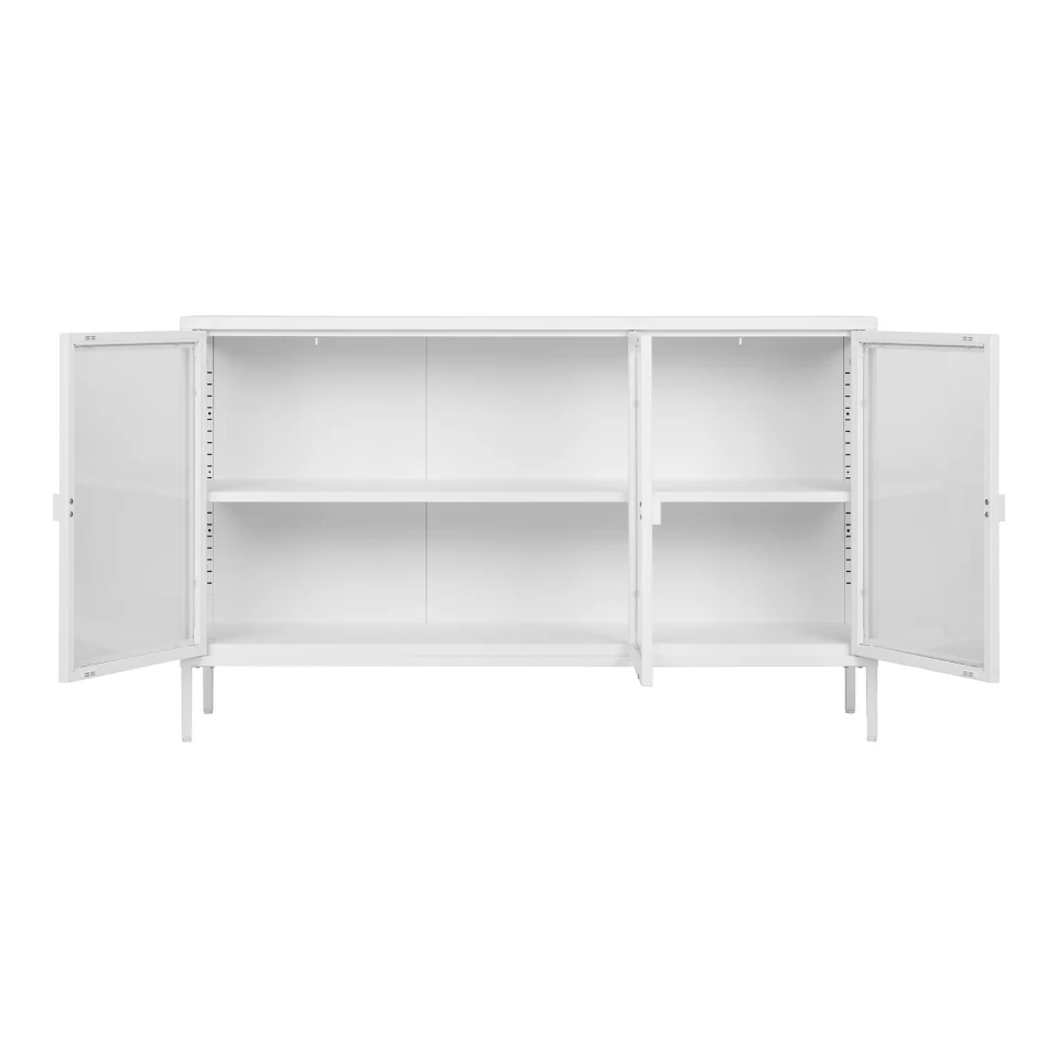 Brisbane Sideboard - Sideboard, 3 staklo doors, čelik, bijela 140x40x85 cm