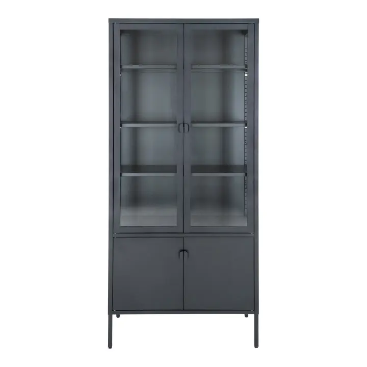 Brisbane Vitrina - Vitrina, 4 vrata, čelik, crna 80x35x180 cm