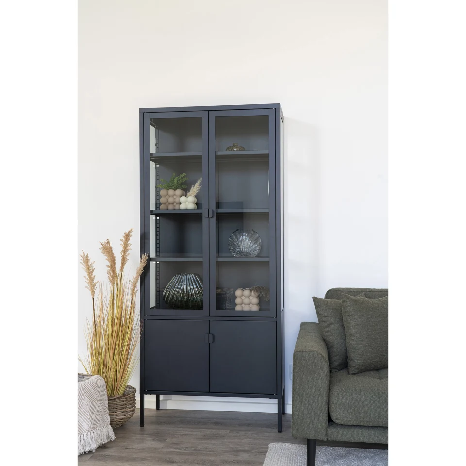Brisbane Vitrina - Vitrina, 4 vrata, čelik, crna 80x35x180 cm