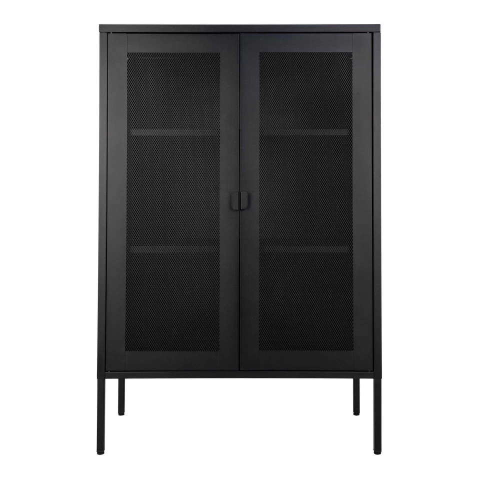 Melbourne Cabinet - Cabinet, 2 mesh doors, čelik, crna 80x40x120 cm