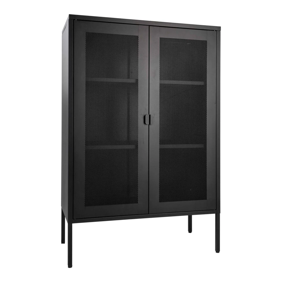 Melbourne Cabinet - Cabinet, 2 mesh doors, čelik, crna 80x40x120 cm