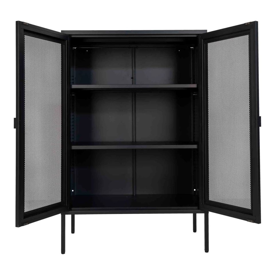 Melbourne Cabinet - Cabinet, 2 mesh doors, čelik, crna 80x40x120 cm