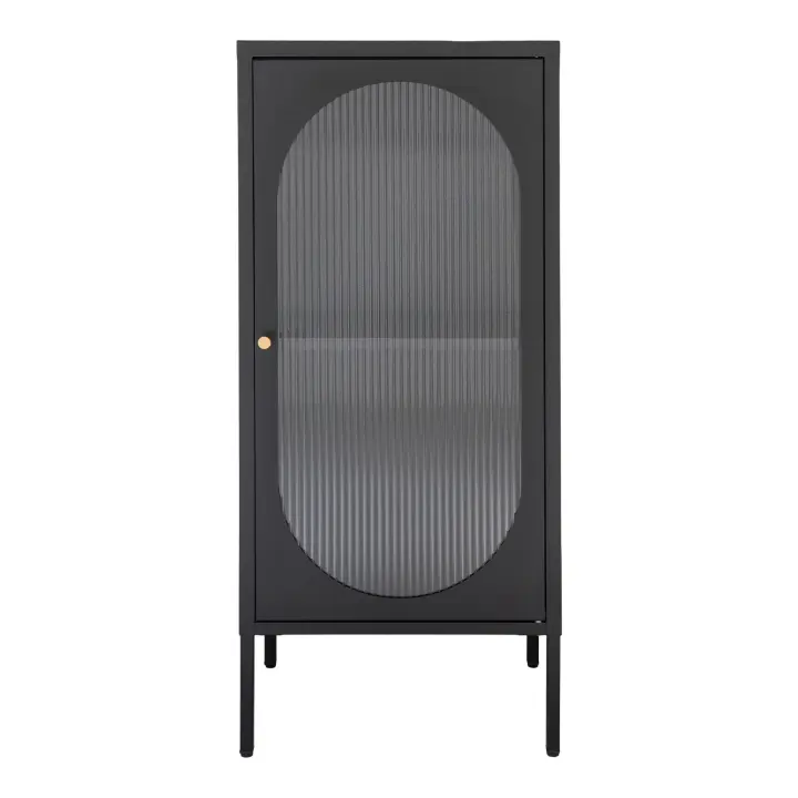 Adelaide Vitrina - Vitrina, 1 rebrasto staklo door, čelik, crna 50x35x110 cm