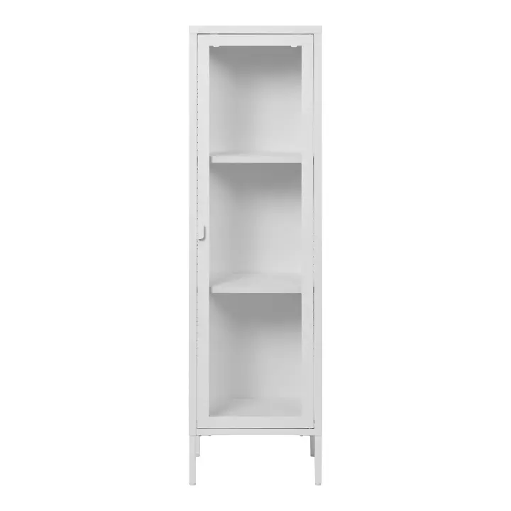 Brisbane Slim Vitrina - Slim Vitrina, 1 staklo door, čelik, bijela 40x35x140 cm