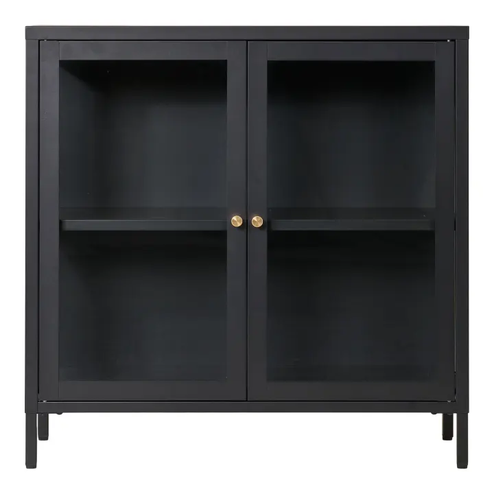 Dalby Cabinet - Cabinet, 2 staklo doors, čelik, crna 80x35x80 cm