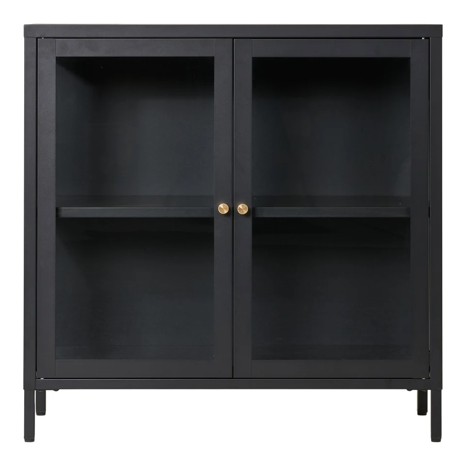 Dalby Cabinet - Cabinet, 2 staklo doors, čelik, crna 80x35x80 cm