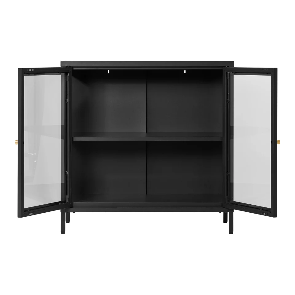 Dalby Cabinet - Cabinet, 2 staklo doors, čelik, crna 80x35x80 cm