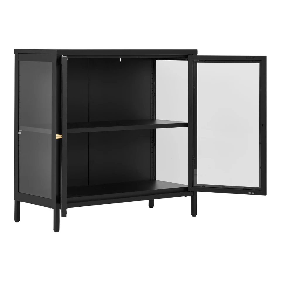 Dalby Cabinet - Cabinet, 2 staklo doors, čelik, crna 80x35x80 cm