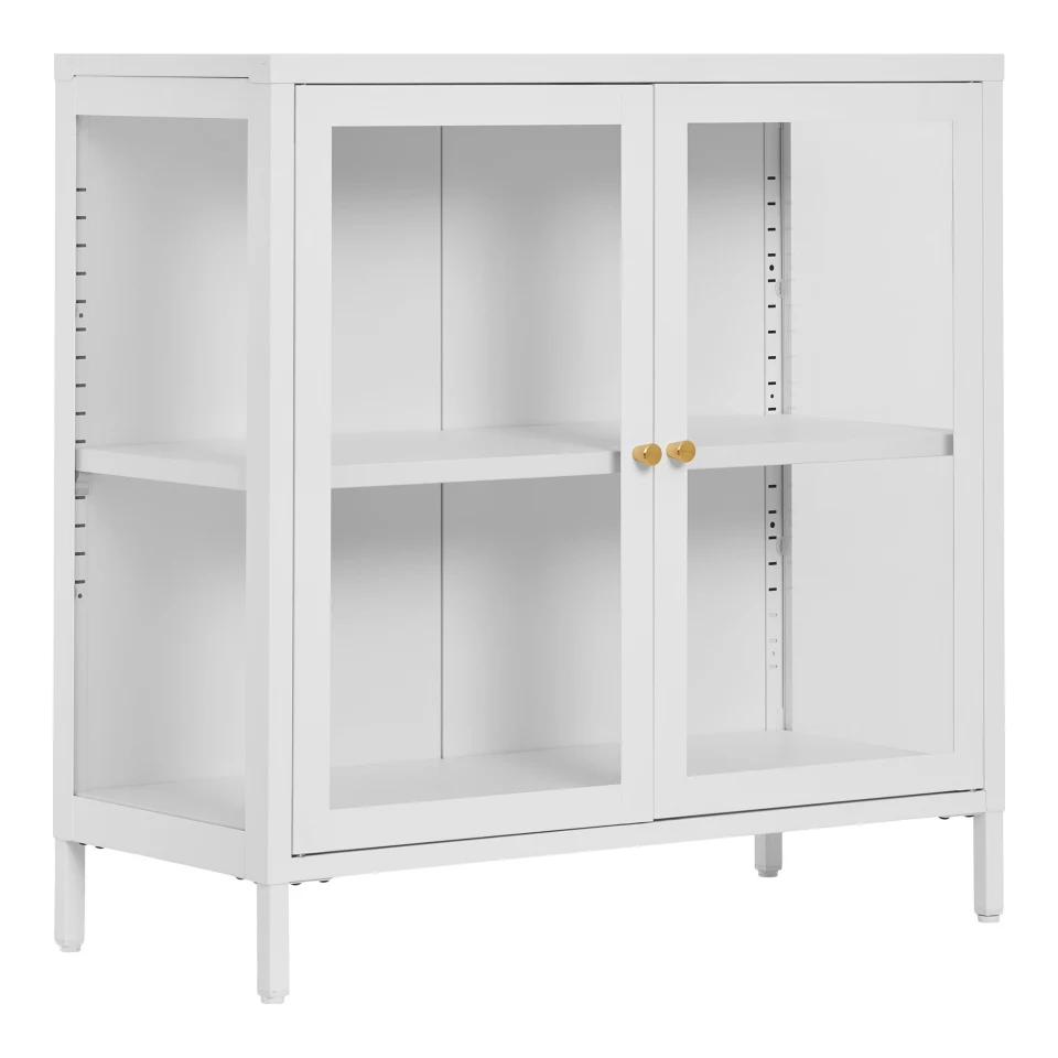 Dalby Cabinet - Cabinet, 2 staklo doors, čelik, bijela 80x35x80 cm