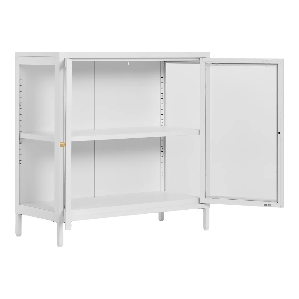 Dalby Cabinet - Cabinet, 2 staklo doors, čelik, bijela 80x35x80 cm