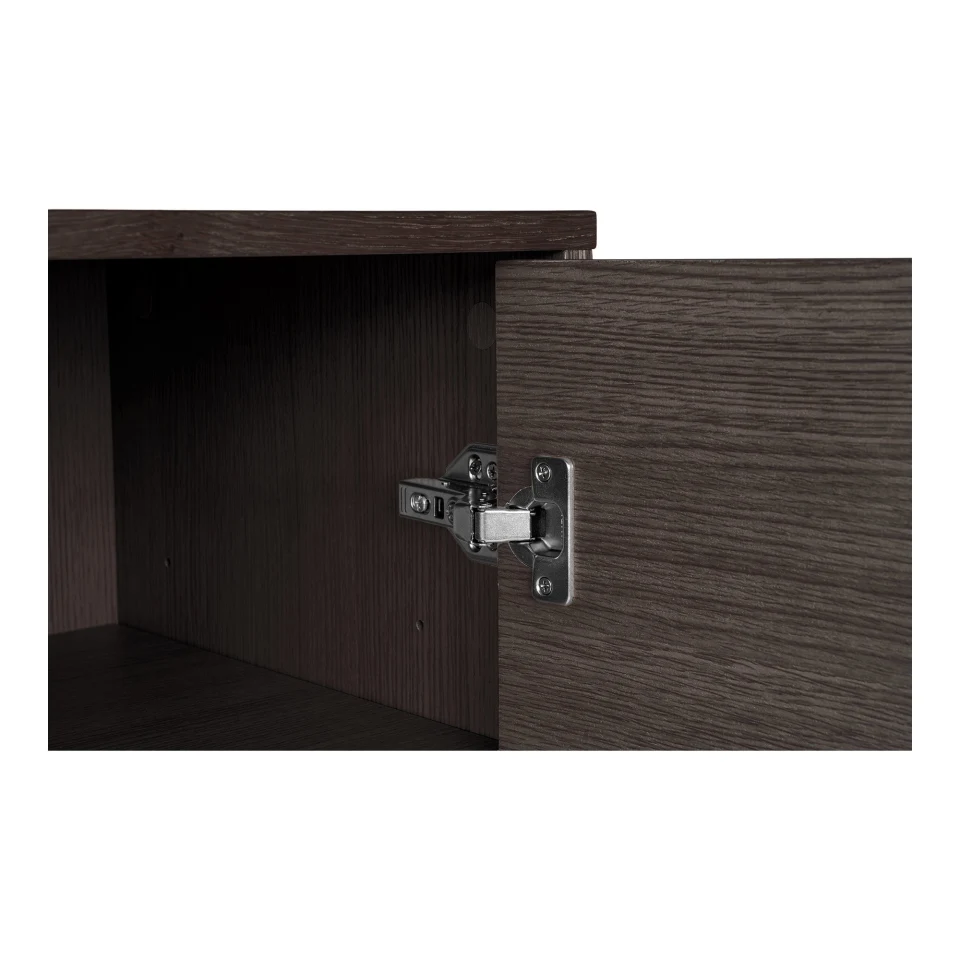 Kyoto Sideboard - Sideboard, 3 ladice, 2 vrata, hrastov furnir, dimljena, crna metal legs 150x40x74 cm