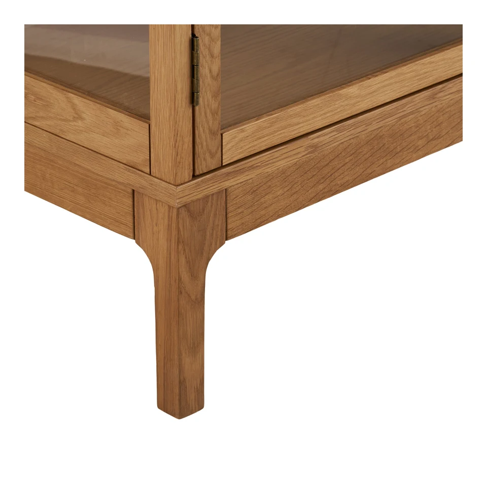 Zamora Sideboard - Sideboard, 4 staklo doors, 1 polica, hrast/hrastov furnir/kaljeno staklo, prirodna 40x180x80 cm
