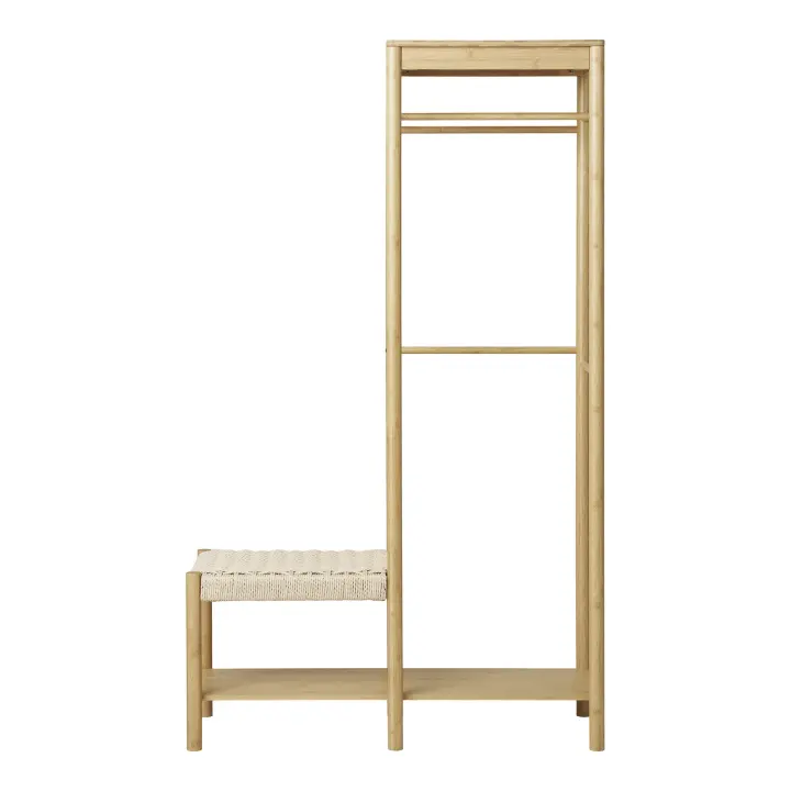 Ember Clothes Rack - Clothes Rack s prirodna pletivo klupa, bambus, prirodna 36x95x165