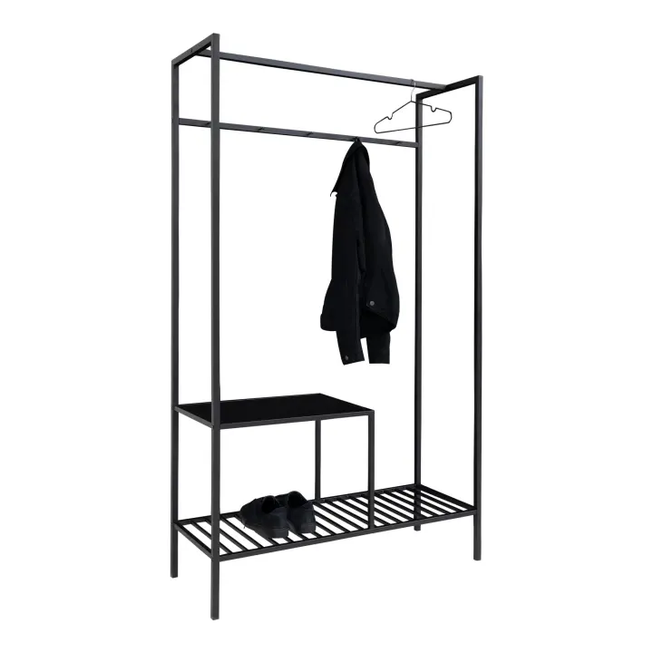 Vita Wardrobe - Wardrobe, 2 police, crna, crni okvir 101x38x170 cm