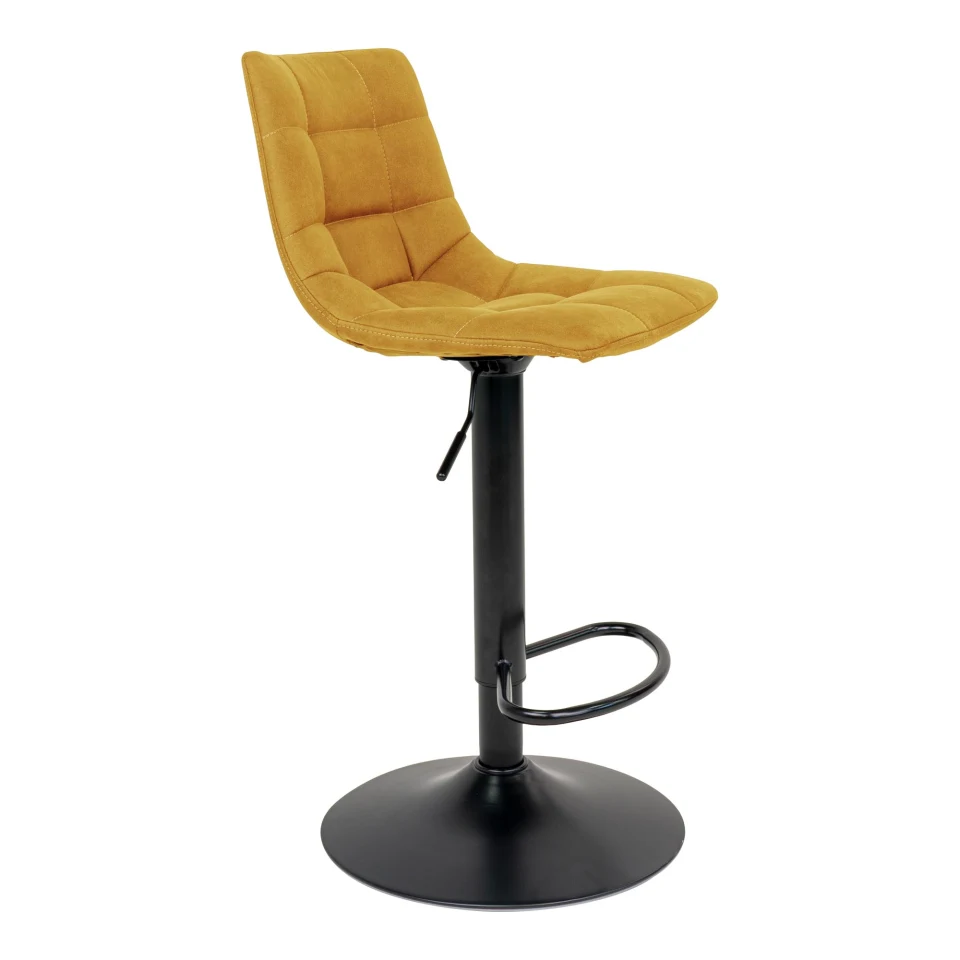 Middelfart Barska stolica - Barska stolica, baršun, senf žuta, crne noge HN1004