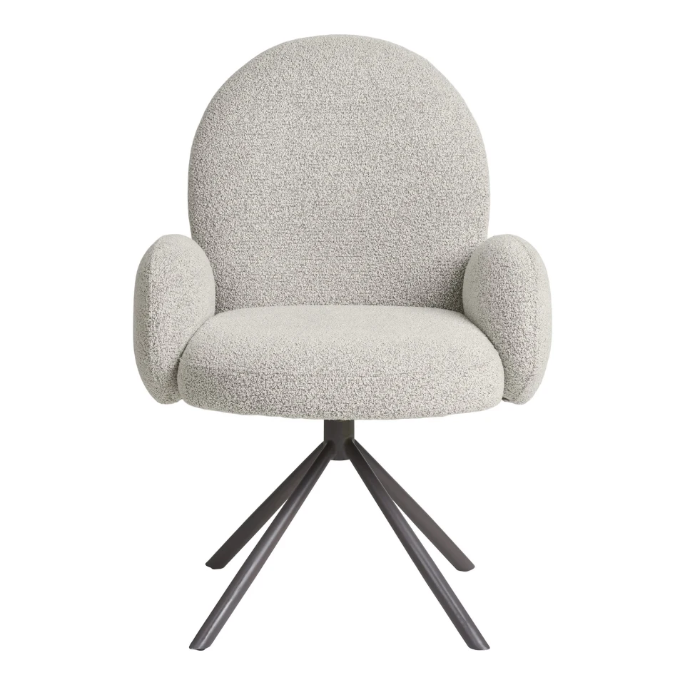 Lana Blagovaonska stolica - Blagovaonska stolica s okretna, armrest, bouclé, pješčana, siva legs HN1267