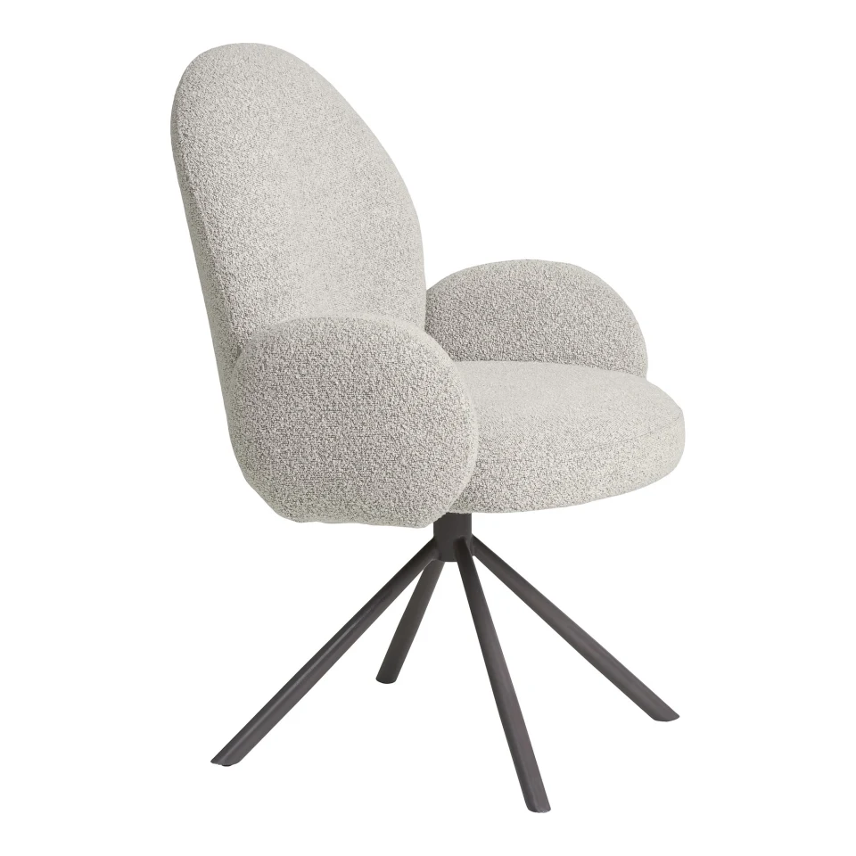 Lana Blagovaonska stolica - Blagovaonska stolica s okretna, armrest, bouclé, pješčana, siva legs HN1267