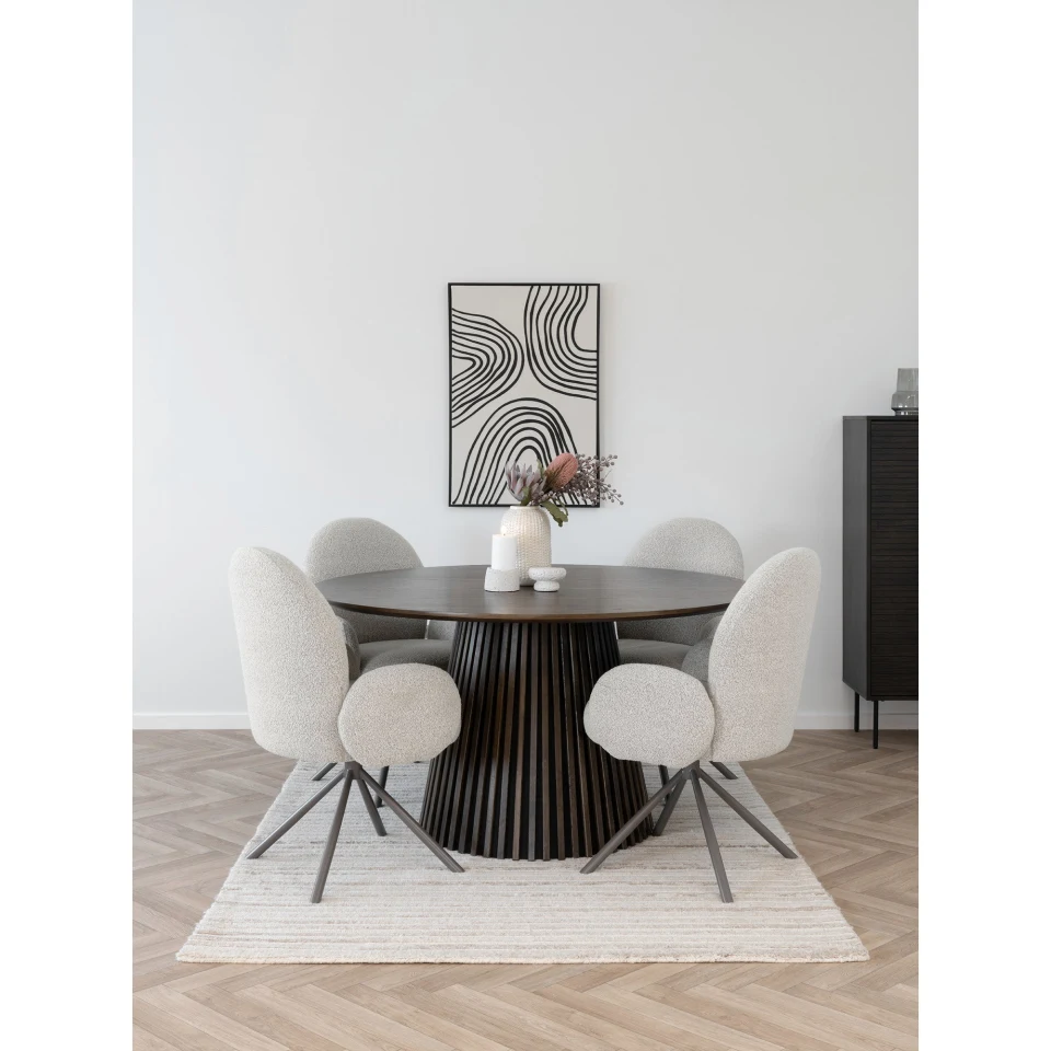 Lana Blagovaonska stolica - Blagovaonska stolica s okretna, armrest, bouclé, pješčana, siva legs HN1267