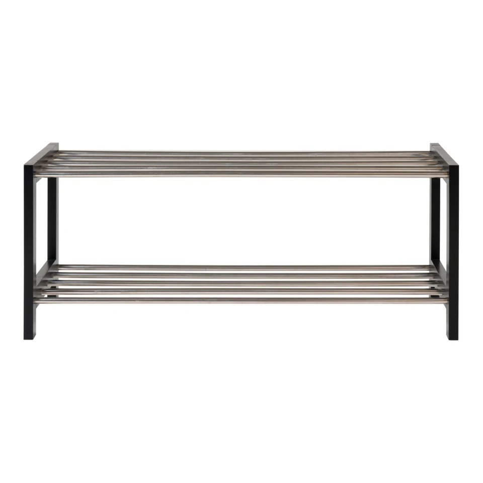 Padova Shoe Rack - Shoe rack, drvo/čelik, 2 police, crna 78x34 cm