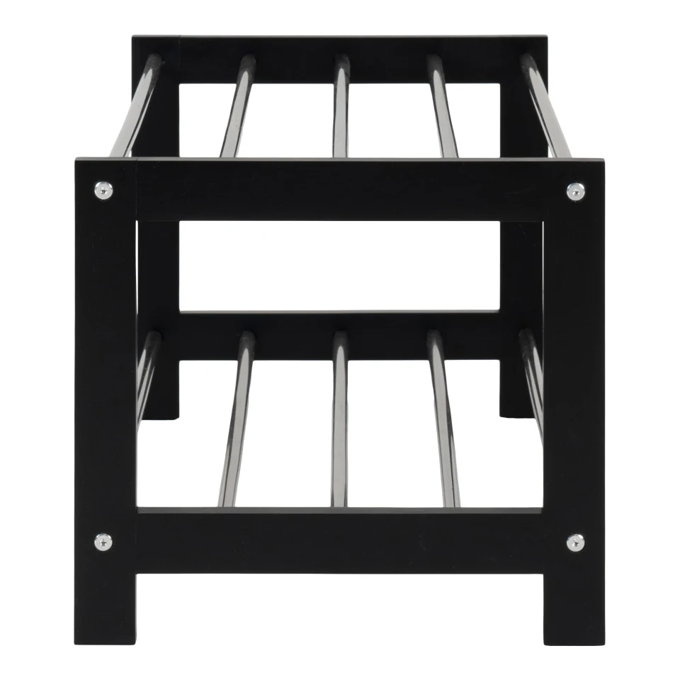 Padova Shoe Rack - Shoe rack, drvo/čelik, 2 police, crna 78x34 cm