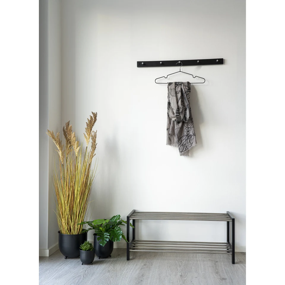 Padova Shoe Rack - Shoe rack, drvo/čelik, 2 police, crna 78x34 cm