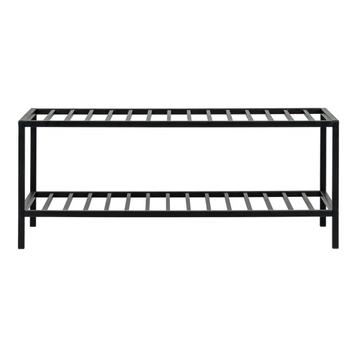 Vita Shoe rack - Shoe Rack, 2 police, crna čelik okvir 79x34 cm