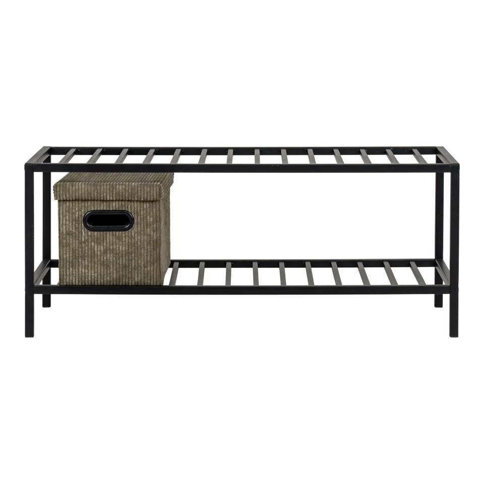 Vita Shoe rack - Shoe Rack, 2 police, crna čelik okvir 79x34 cm