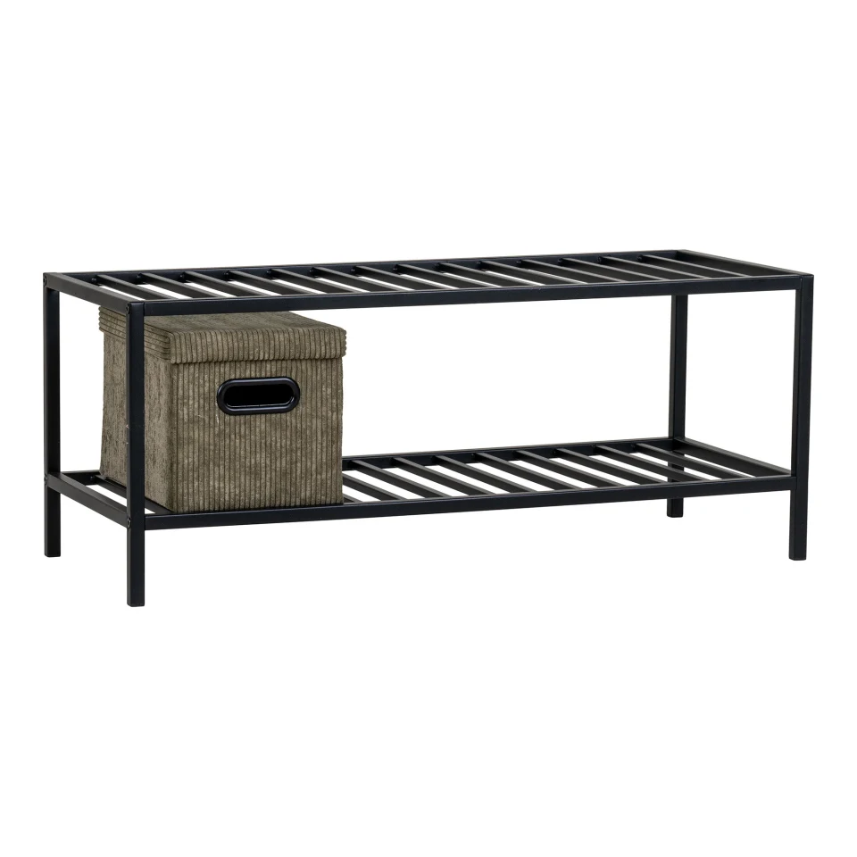 Vita Shoe rack - Shoe Rack, 2 police, crna čelik okvir 79x34 cm