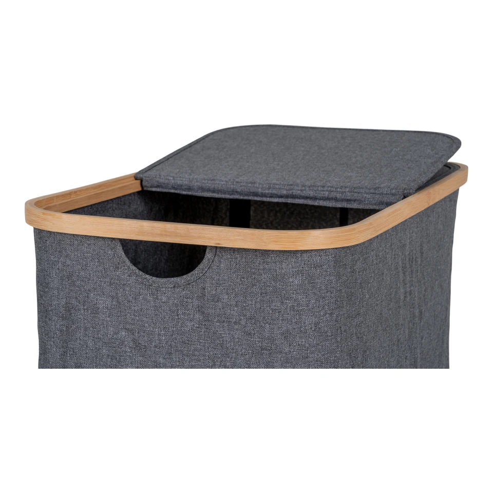 Noto Košara za rublje - Košara za rublje, bambus/tekstil, tamnosiva 54x33x54 cm
